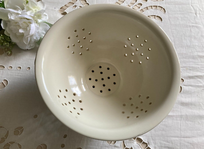 Passoire En Céramique Vintage – Diamètre 24 Cm – Ustensile De Cuisine – Écru