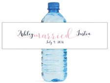 100 Married Wedding Water Bottle Labels Engagement Bridal Party reception
