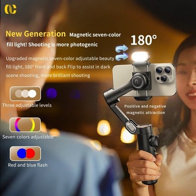 3-Axis Handheld Gimbal Stabilizer For Smartphone With Fill Light For Tracking