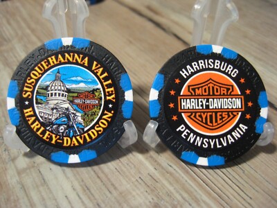 1 Harley Davidson Poker Chip - Susquehanna Valley - Harrisburg, Pa. Black Blue