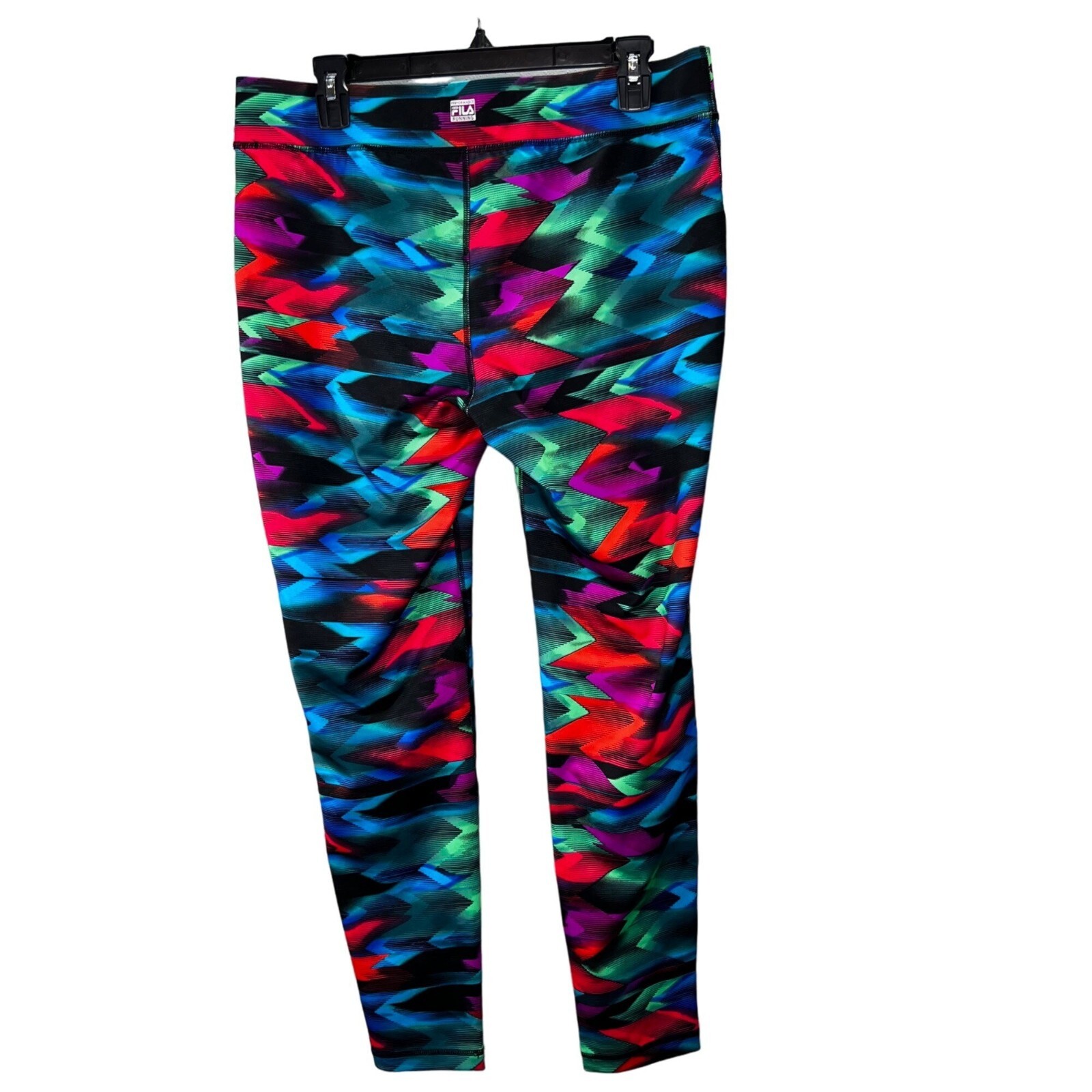 Leggings da corsa Fila Sport taglia L multicolore Ikat design blu verde rosa rosso