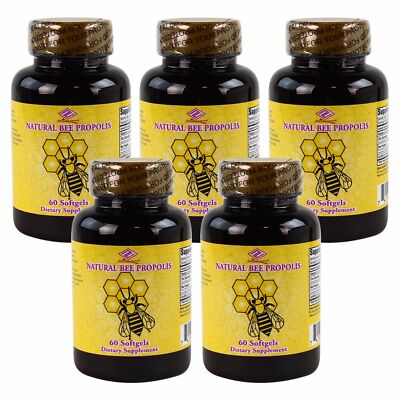5 x Natural Bee Propolis 500 mg 60 SGel Total 300 Softgels