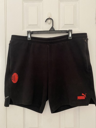 PUMA-AC Milan 1899 Black Mens Futbol Soccer Shorts Sz 2XL Elastic/Drawstring