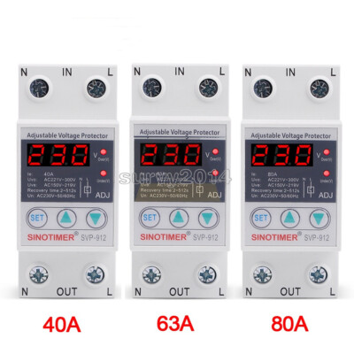 40/63/80A 230V Din Rail Adjustable Auto Over/Under Voltage Protection Device