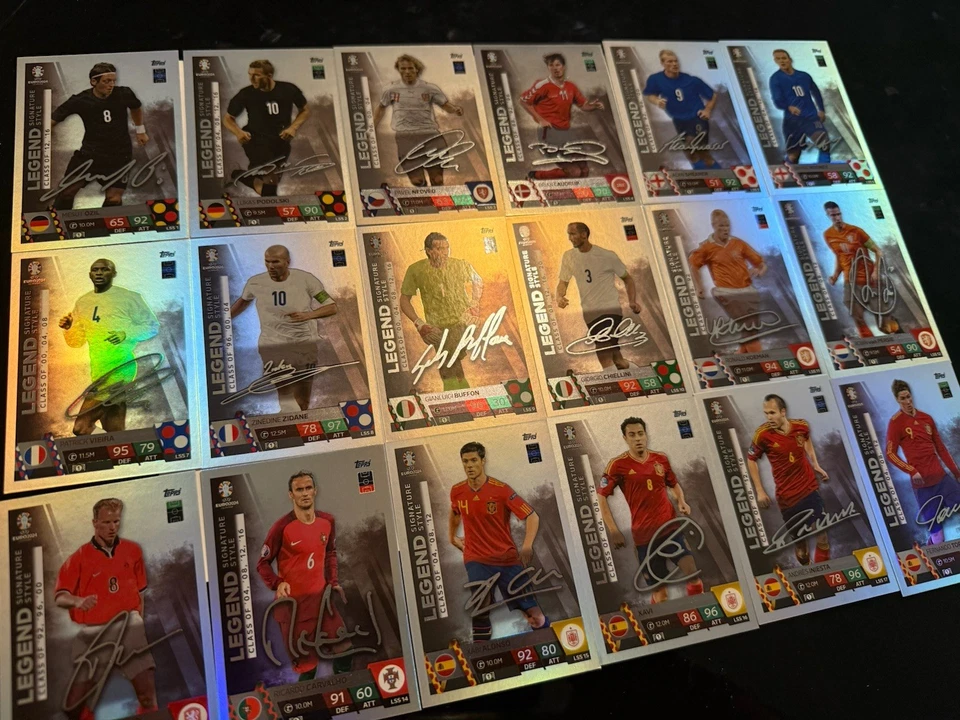 Euro 2024 Match Attax Full Set Of 18 Signature Style Legend Signed Cards - Image 3 of 3