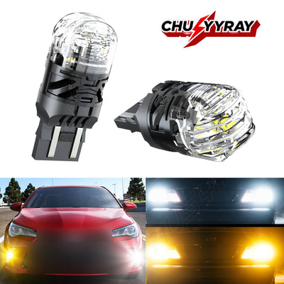 2X 7443 SMD LED Turn Signal Light Bulbs 7444NA Switchback White/Amber New