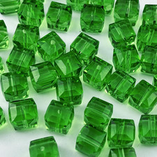 100Pcs 8Mm Cube Crystal Glass Beads for Jewelry Making Faceted Square Crystal Gl