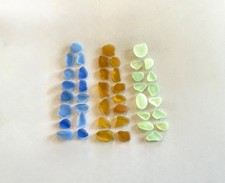 Genuine Beach Sea Glass Cornflower Golden Yellow UV Glass Surf-tumbled Mendocino