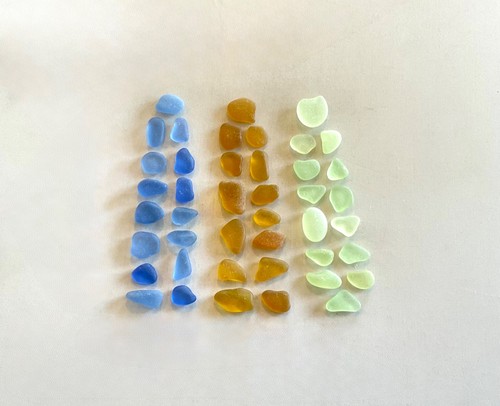 Genuine Beach Sea Glass Cornflower Golden Yellow UV Glass Surf-tumbled Mendocino