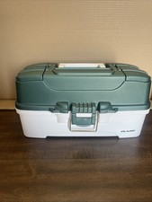 Plano Fishing 3 Tray Tackle Box Green White Preowned