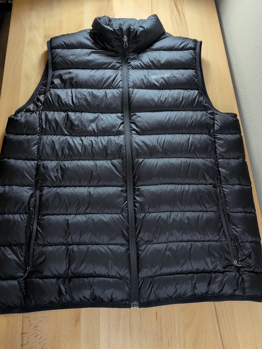 Eddie Bauer EB 650 Down Puffer Vest Full Zip Black Mens Large Tall