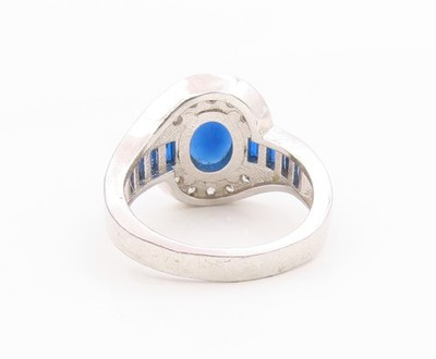 925 Sterling Silver Vintage Ring Sapphire & Topaz Statement Band