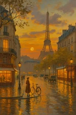 Sunset over Eiffel Tower in Paris Photo Art Print 8×10 photos art040