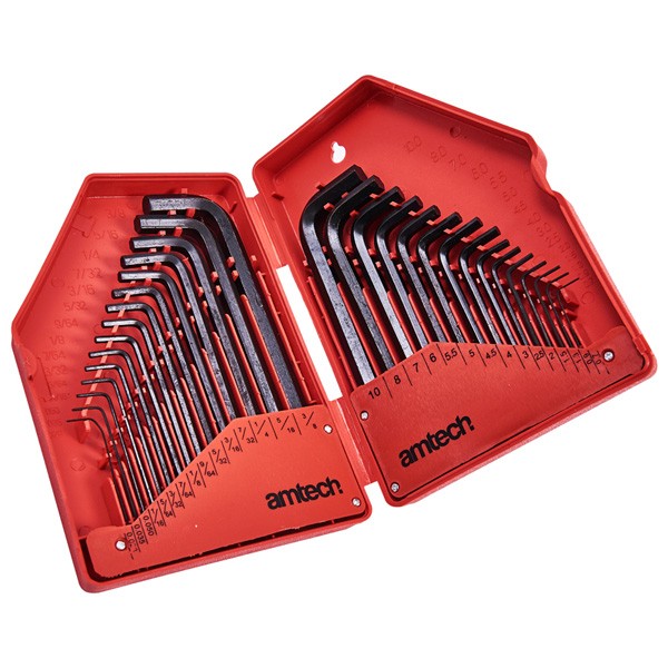 I8825 Hex Key Set 30 Pieces Alloy Carbon Steel Short Long Arm Metric AF Amtech - Image 4