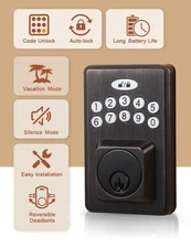 Tinewa Smart Keyless Entry Door Lock Deadbolt with Handle Oil Rubbed Bronze New