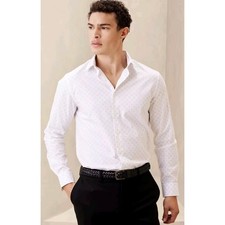 Banana Republic Men  s Slim Fit Shirt XL White Blue Print Dress NWT Preppy Tall