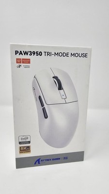 ATTACK SHARK R6 Wireless Gaming Mouse Lightweight Tri-Mode USB-C - White *READ*