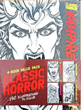 Classic Horror 4-Book Coloring Set 140 Illustrations Vampires Monsters Mummies
