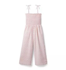 NWT Janie and Jack Floral Smocked Chiffon Jumpsuit Size 16 Petal Pink Floral