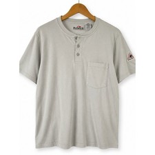 Bulwark FR Flame Resistant Henley Work Shirt Gray Men's Medium 100 Cotton