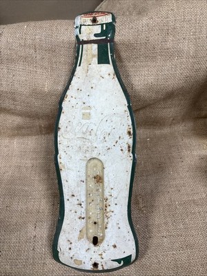 Vintage Coca Cola Bottle Shaped Thermometer Rustic 17 