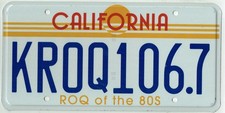 KROQ Rock of the 1980's Los Angeles Orange County Radio Station License Plate