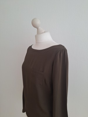 ODEEH 36 Bluse Oliv lange Ärmel fließender Stoff edel hoher Neupreis