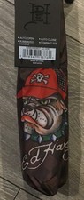 Ed Hardy Umbrella, Brown, Bulldog Design, Checkered Background, NWT