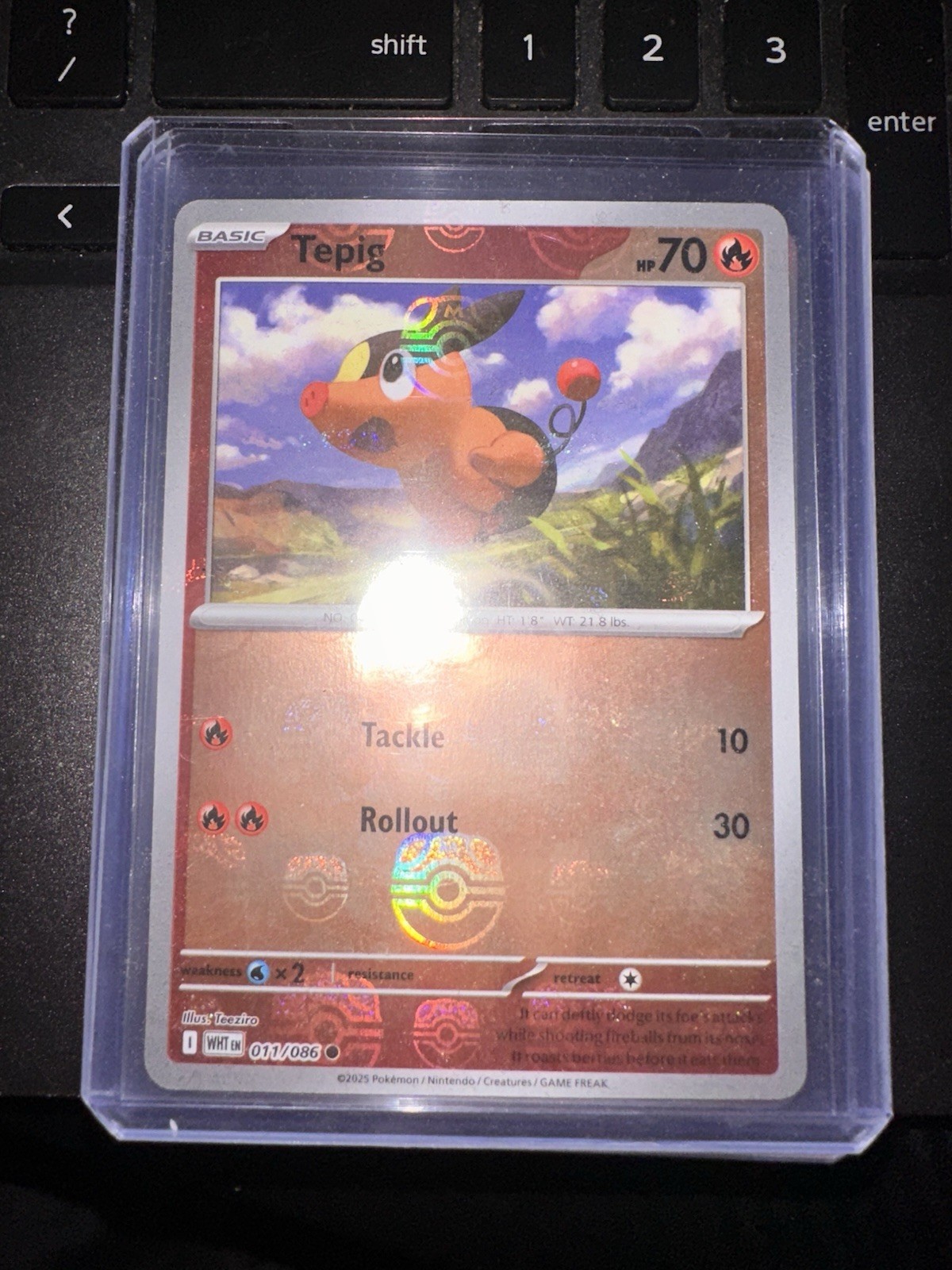 Tepig (Master Ball Pattern) 011/086 Sv: White Flare Holo ✨Near Mint✨