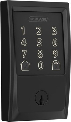 With Trim Schlage Black Smart Century Encode Wi-Fi Matte in Deadbolt