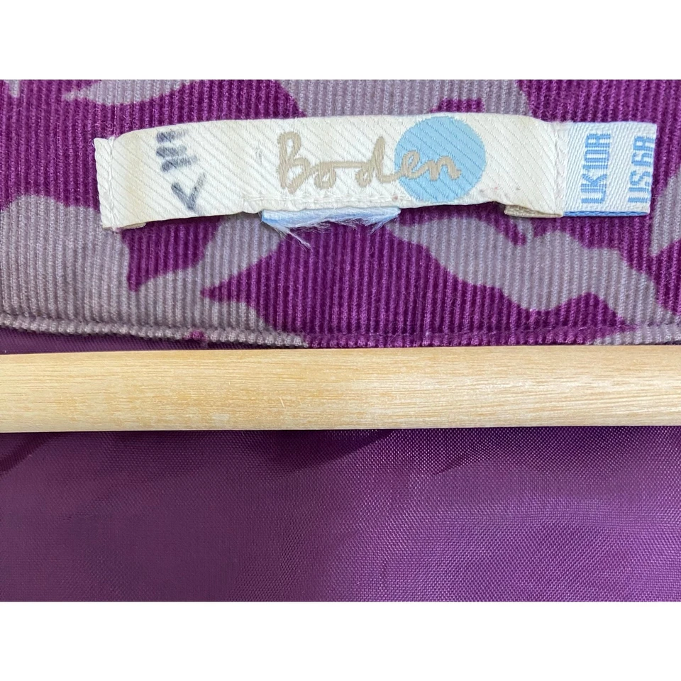 Vestido para mujer Boden talla 6 púrpura gris floral de pana línea A Foto 3 de 4