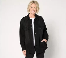 Peace Love World Authentic Denim Button-Front Jacket-Miami Black-XL-NEW-A653433