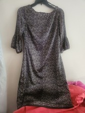 Tahari ASL Satin Effects Geometric Print Dress Black Purple Sz 2 Nwot