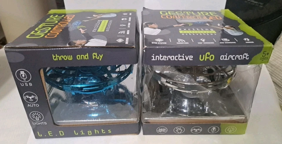 2pc.(Two) Interactive UFO Aircraft Gesture Controlled LED Lights Throw & Fly! - Image 2 of 4