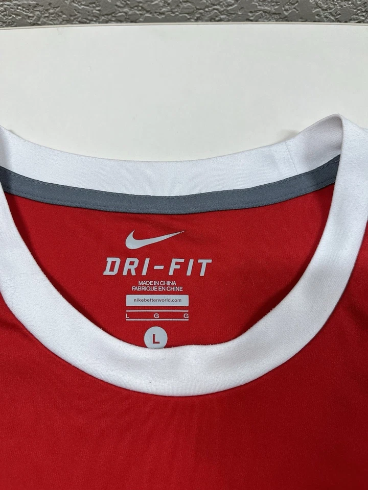 Camisa masculina vermelha Nike Dri-Fit tênis atlético academia G grande - Imagem 4 de 4