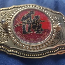 VTG Firefighters Some Like it Hot Vtg Belt Buckle Made in USA Fireman Z15