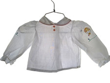 Vintage 70s 80s Baby Girl White Peter Pan Collar Shirt 12 M Prairie Cottage Twee