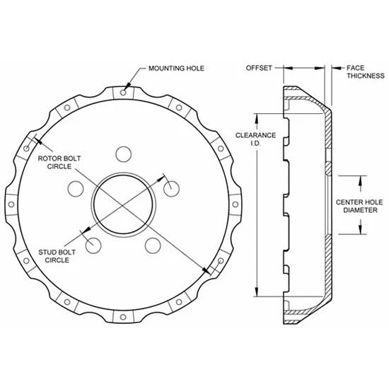 Wilwood 170-6990 Front Big Brake Hat, Fits Subaru WRX, Flared Bell Foto 2 de 4