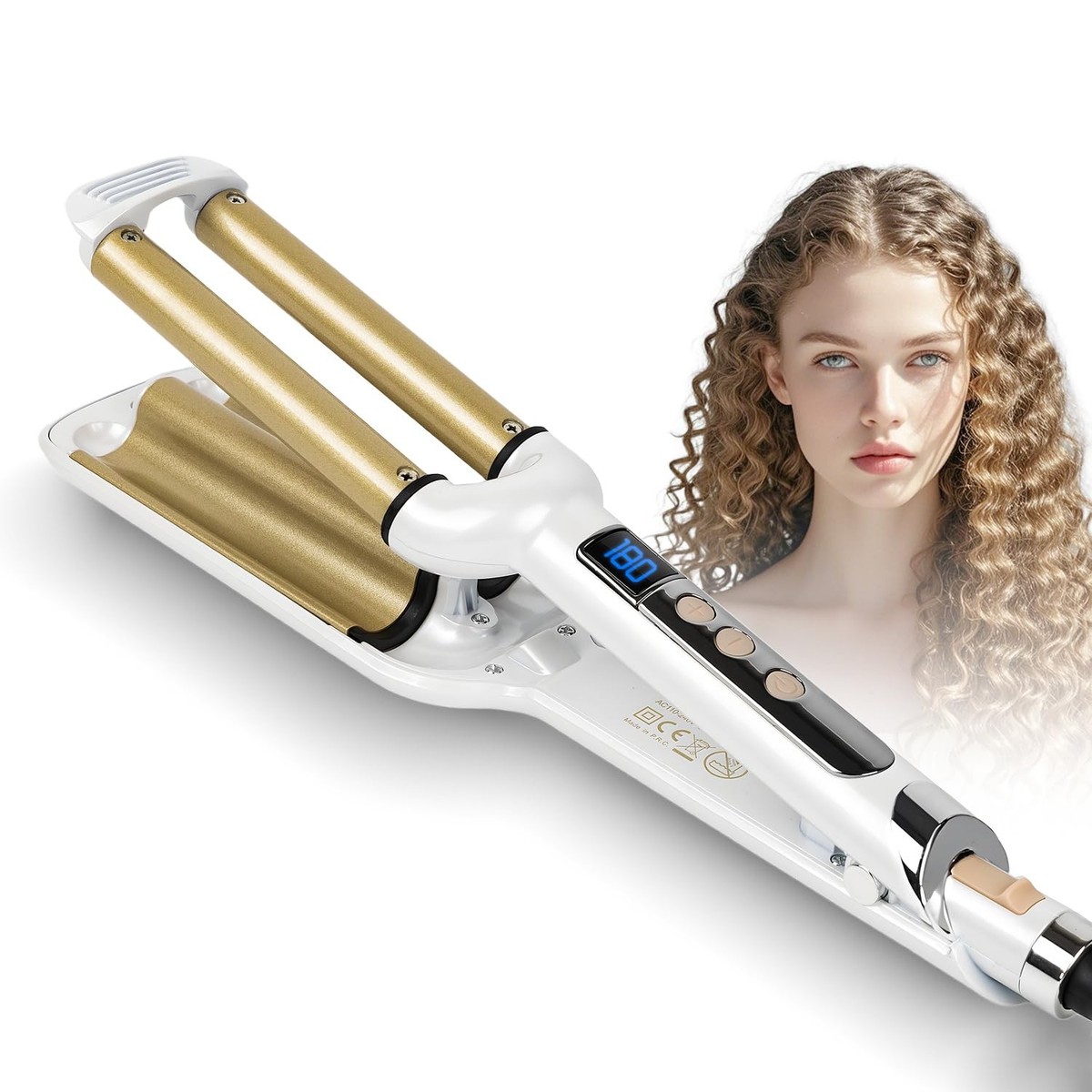 3/4 Inch 3-Barrel Curling Iron Hair Waver Ceramic Deep Waver  display picture 1