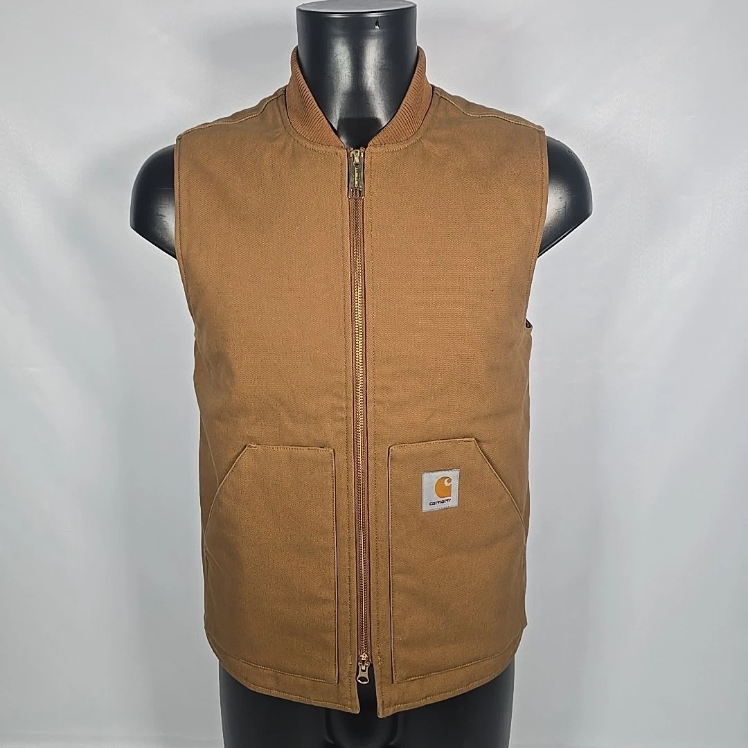 CARHARTT Padded Duck Canvas Vest Full Zip Hamilton Brown WIP Men's Small