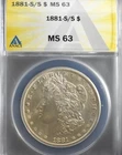 1881-S/S  MORGAN SILVER DOLLAR MS63 ANACS Great Collectable