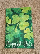 New Garden Flag 12"x18" Welcome Burlap St Patrick's Day Shamrock Clovers Irish