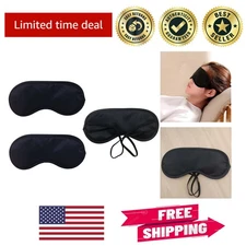 Lightweight 3-Piece Sleep Eye Masks Set - Adjustable Black Blindfolds for Travel