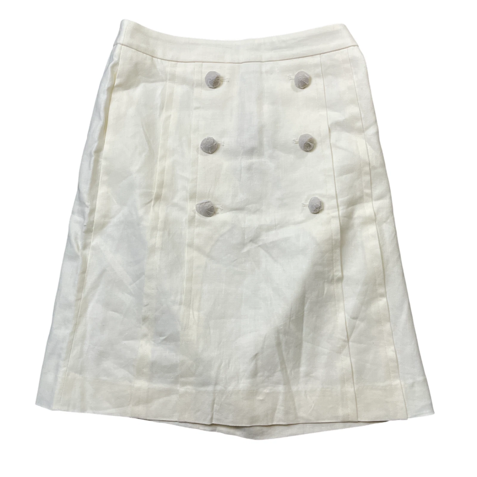 J Crew 10 New w/ Tags Creme Linen Blend Lined Polyester Skirt