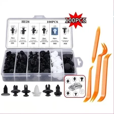 100Pcs Auto Bumper Clips Car Clips Plastic Rivets Fasteners Push Retainer Kit