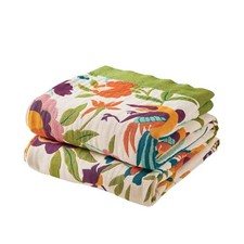 Boho Throw Blanket for Bed, 100 Cotton Soft 50x60 Inch H-boho Floral Throw
