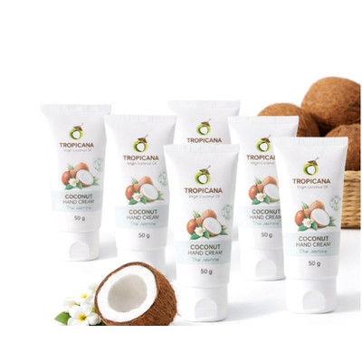 Coconut Hand Cream Organic Jasmine Tropicana Thai Scent Virgin Coconut Oil 50gX6