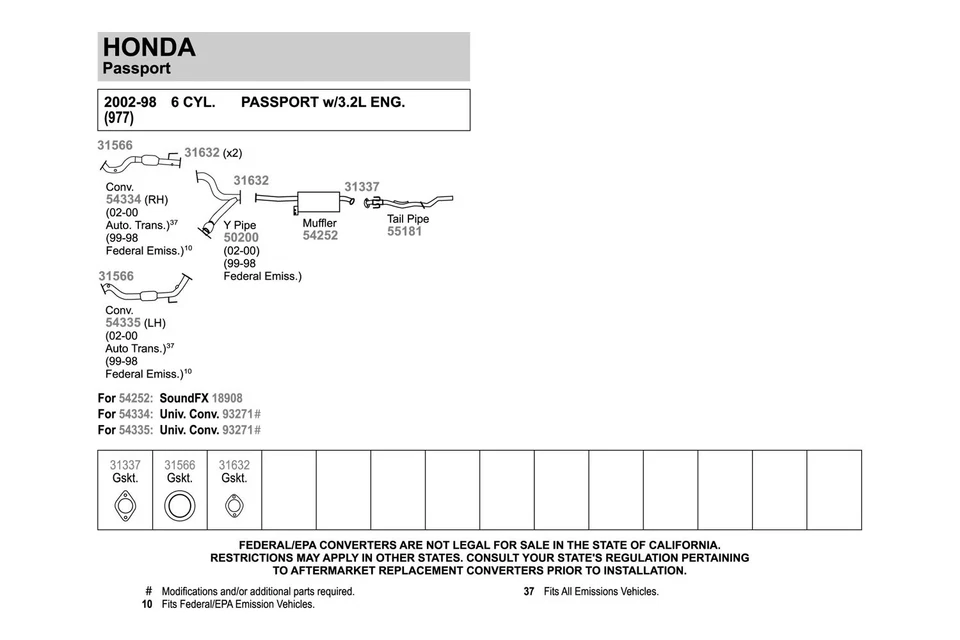 For Isuzu Rodeo 1998-2004 Walker 55181 Aluminized Steel Exhaust Tailpipe - Imagem 2 de 4