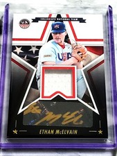 Ethan McElvain 2025 Panini USA Stars & Stripes GU Patch Gold Ink Auto #SSM-EM