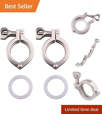 Rust-Resistant 1.5 Inch Stainless Steel Tri Clamp & Gasket - 2 Pack for Homebrew